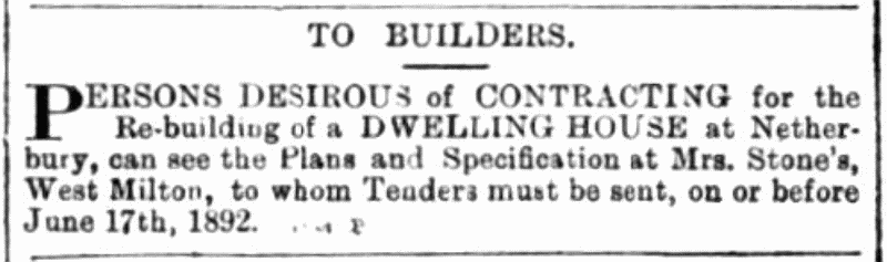 Advert inviting tenders for builders